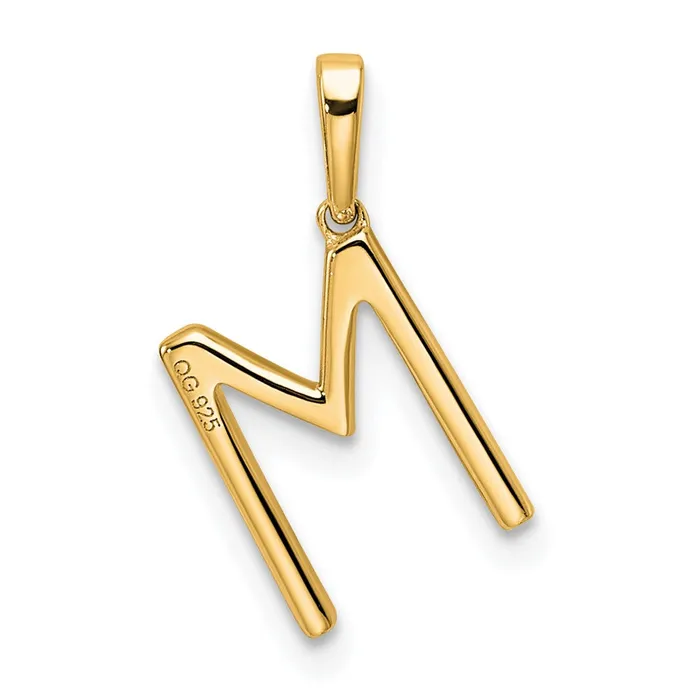 10k Yellow Gold Diamond Letter M Initial Pendant TreasureFineJewelers Necklaces