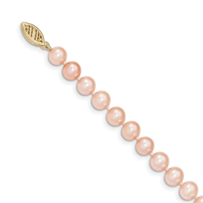 14k 67mm Pink Near Round Freshwater Cultured Pearl Necklace TreasureFineJewelers Necklaces