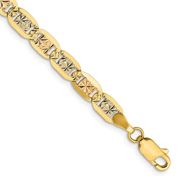 14K 7 inch 465mm Tricolor Pav Valentino with Lobster Clasp Bracelet TreasureFineJewelers Bracelets 14K 7 inch 465mm Tricolor Pav Valentino with Lobster Clasp Bracelet TreasureFineJewelers Bracelets