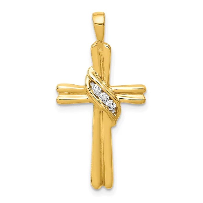 14k AA Diamond Cross Pendant TreasureFineJewelers Necklaces
