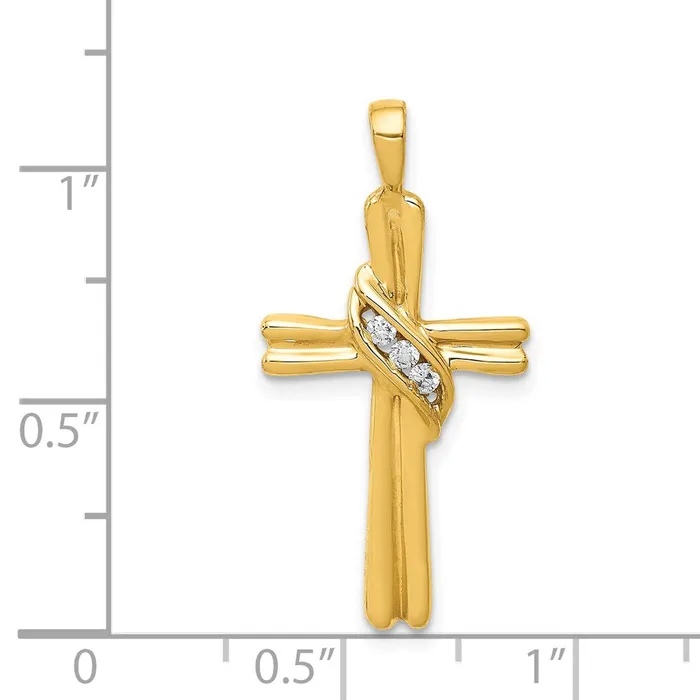14k AA Diamond Cross Pendant TreasureFineJewelers Necklaces