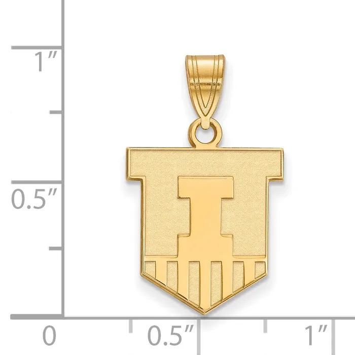 14k Gold University of Illinois Victory Badge Medium Pendant TreasureFineJewelers Necklaces
