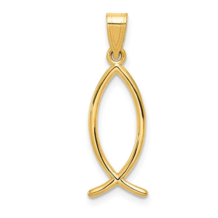 14k Ichthus Fish Charm TreasureFineJewelers Charm Necklaces