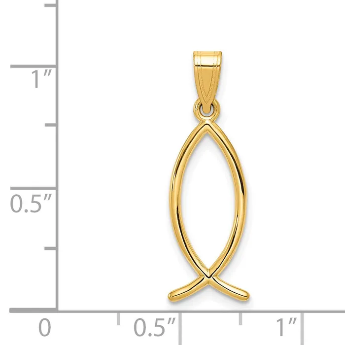 14k Ichthus Fish Charm TreasureFineJewelers Charm Necklaces