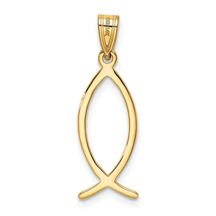 14k Ichthus Fish Charm TreasureFineJewelers Charm Necklaces