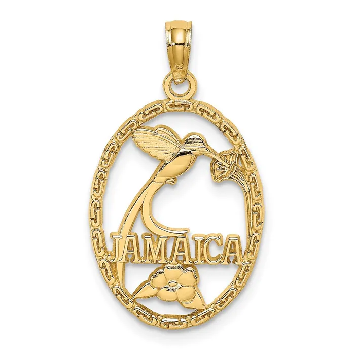 14k JAMAICA wBird and Flowers Charm TreasureFineJewelers Charm Necklaces 14k JAMAICA wBird and Flowers Charm TreasureFineJewelers Charm Necklaces