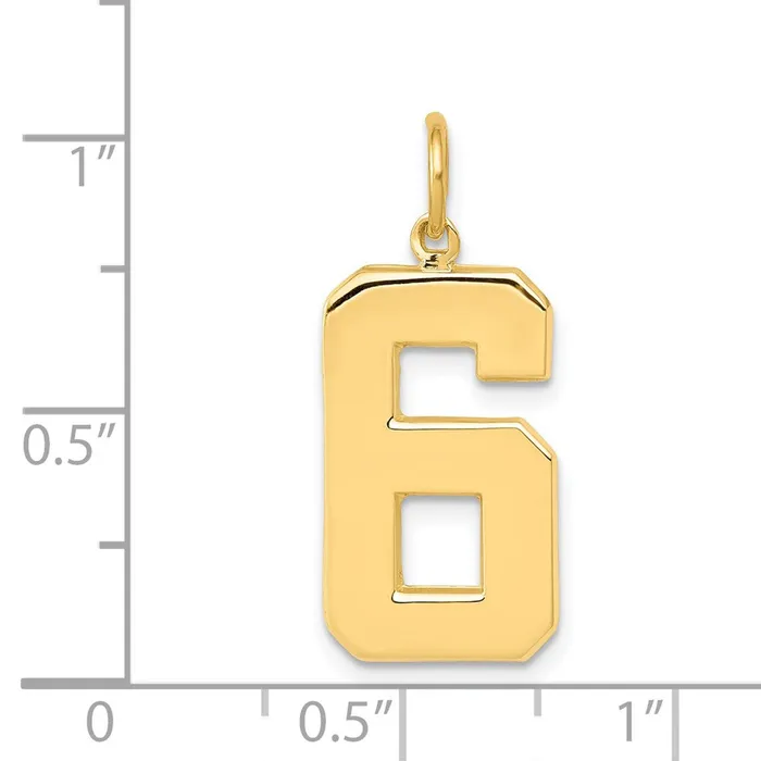 14k Large Polished Number 6 Charm TreasureFineJewelers Charm Necklaces