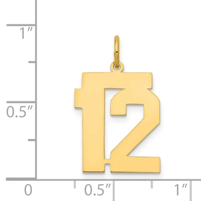 14k Medium Polished Number 12 Charm TreasureFineJewelers Charm Necklaces