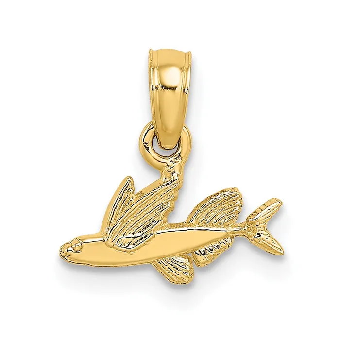 14K Mini Flying Fish Charm TreasureFineJewelers Charm Necklaces