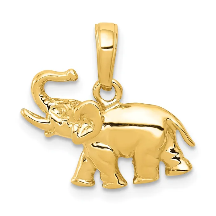 14k Polished Elephant Charm TreasureFineJewelers Charm Necklaces