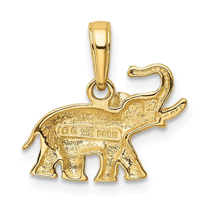 14k Polished Elephant Charm TreasureFineJewelers Charm Necklaces
