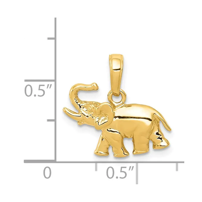 14k Polished Elephant Charm TreasureFineJewelers Charm Necklaces