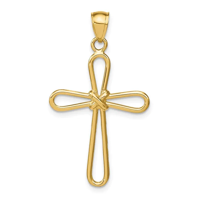 14k Polished Rounded Cross wX Center Pendant TreasureFineJewelers Necklaces