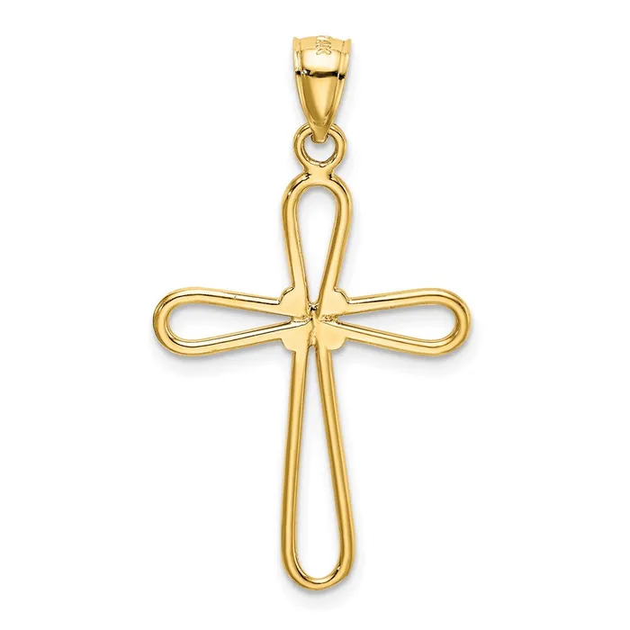 14k Polished Rounded Cross wX Center Pendant TreasureFineJewelers Necklaces