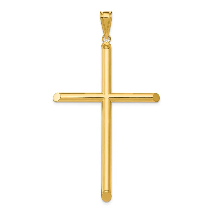 14k Polished Tube Cross Pendant TreasureFineJewelers Necklaces