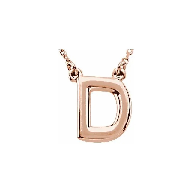 14K Rose Block Initial D 16 Necklace TreasureFineJewelers Necklaces