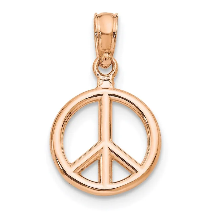 14k Rose Gold 3D Peace Symbol Charm TreasureFineJewelers Charm Necklaces