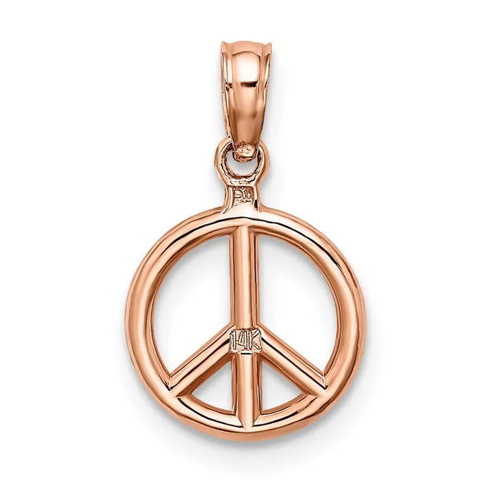 14k Rose Gold 3D Peace Symbol Charm TreasureFineJewelers Charm Necklaces