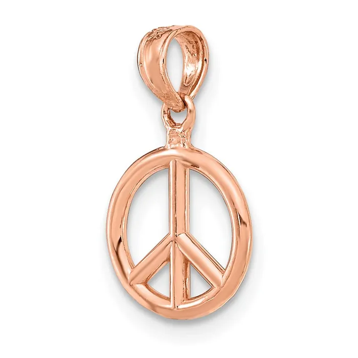14k Rose Gold 3D Peace Symbol Charm TreasureFineJewelers Charm Necklaces