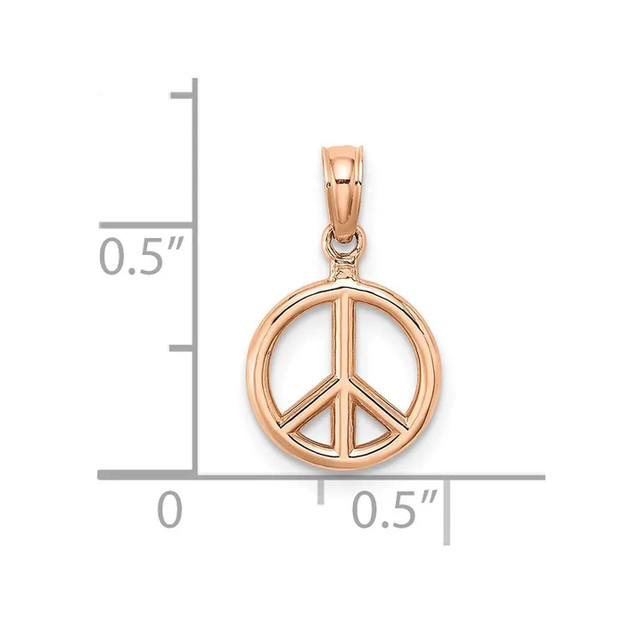 14k Rose Gold 3D Peace Symbol Charm TreasureFineJewelers Charm Necklaces