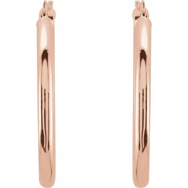 14K Rose Gold 35 mm Tube Hoop Earrings TreasureFineJewelers Earrings