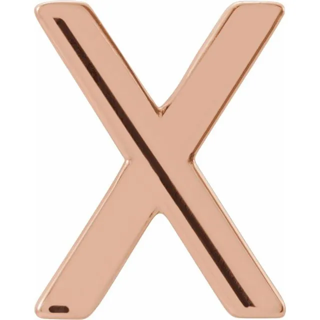 14K Rose Gold Single Initial X Earring TreasureFineJewelers Earrings