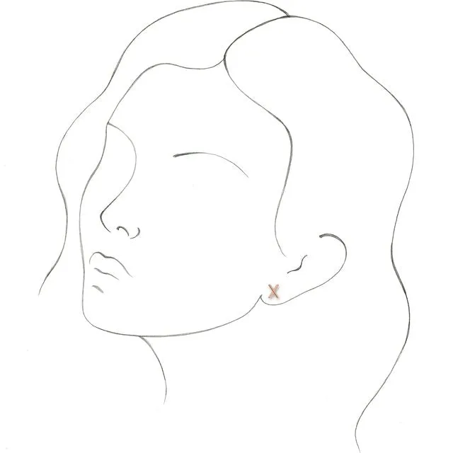 14K Rose Gold Single Initial X Earring TreasureFineJewelers Earrings