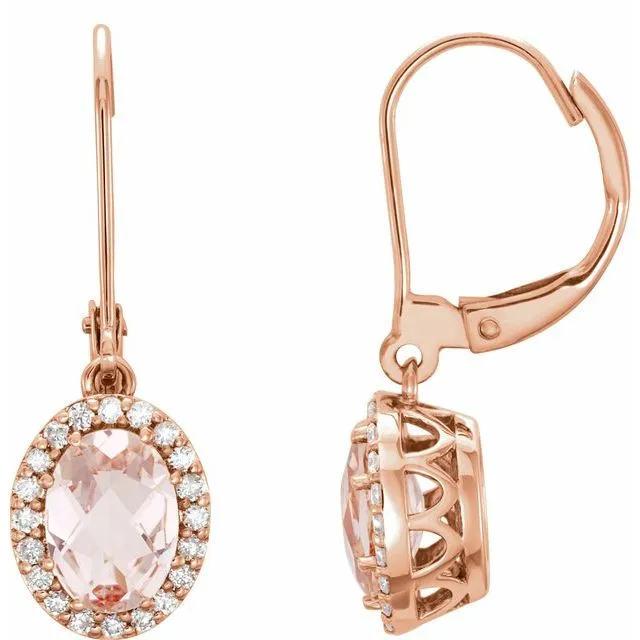 14K Rose Morganite 15 CTW Diamond Earrings TreasureFineJewelers Earrings 14K Rose Morganite 15 CTW Diamond Earrings TreasureFineJewelers Earrings