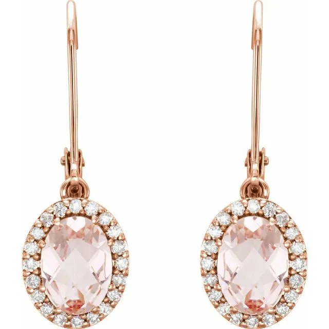14K Rose Morganite 15 CTW Diamond Earrings TreasureFineJewelers Earrings