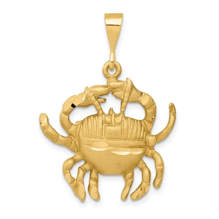 14k Satin Diamondcut Cancer Zodiac Charm TreasureFineJewelers Charm Necklaces