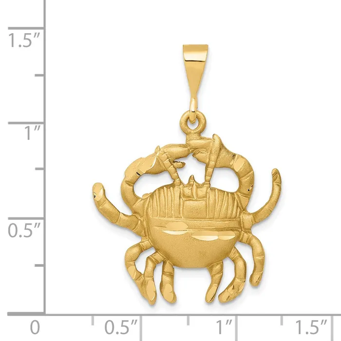 14k Satin Diamondcut Cancer Zodiac Charm TreasureFineJewelers Charm Necklaces