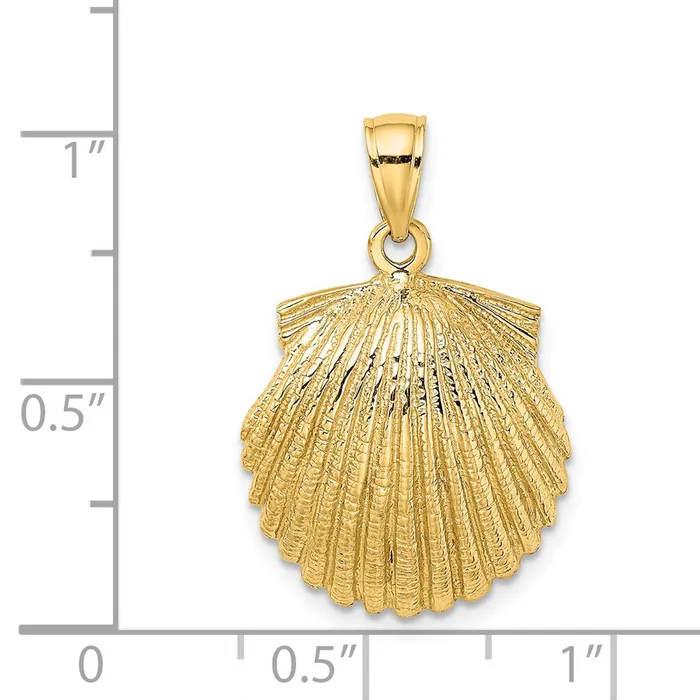 14K Scallop Shell Charm TreasureFineJewelers Charm Necklaces