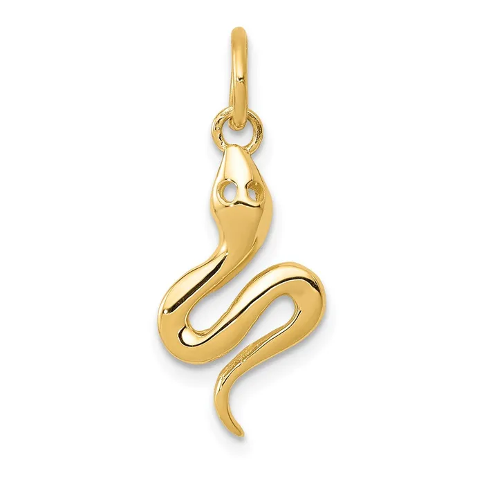 14k Solid Polished Snake Charm TreasureFineJewelers Charm Necklaces