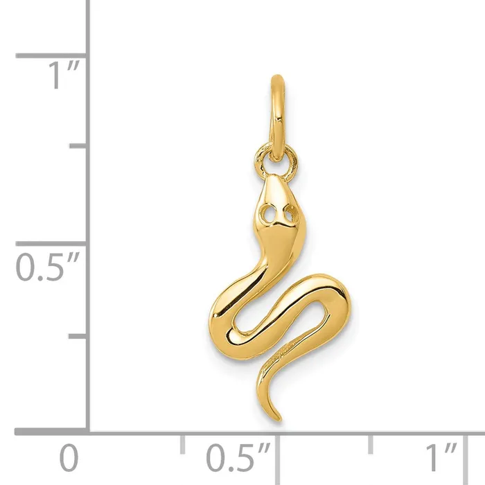 14k Solid Polished Snake Charm TreasureFineJewelers Charm Necklaces