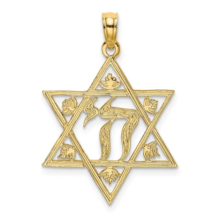 14K Textured Star Of David Charm TreasureFineJewelers Charm Necklaces