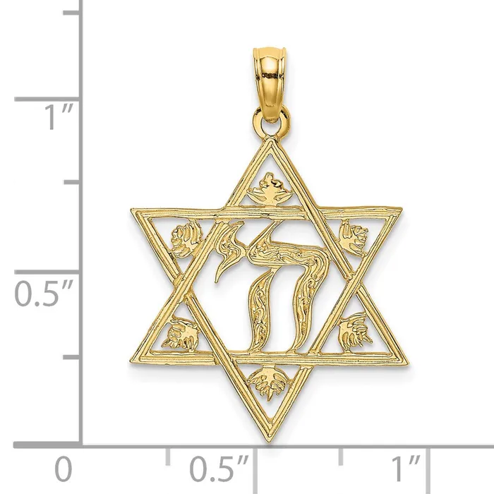 14K Textured Star Of David Charm TreasureFineJewelers Charm Necklaces