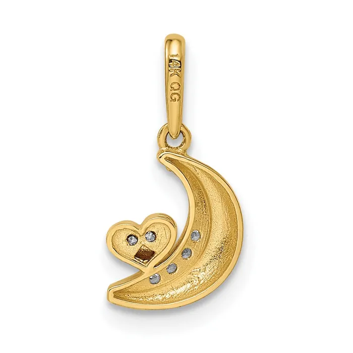 14k Twotone Madi K CZ Moon with Heart Pendant TreasureFineJewelers Necklaces