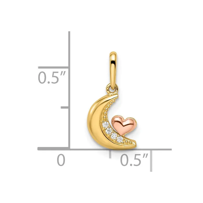 14k Twotone Madi K CZ Moon with Heart Pendant TreasureFineJewelers Necklaces