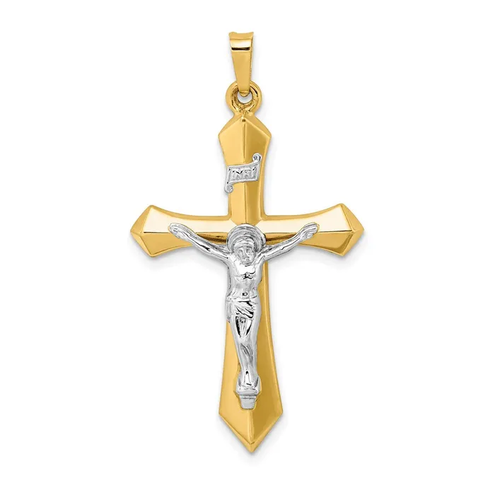 14k Twotone Polished INRI Crucifix Pendant TreasureFineJewelers Rings