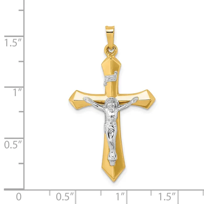 14k Twotone Polished INRI Crucifix Pendant TreasureFineJewelers Rings