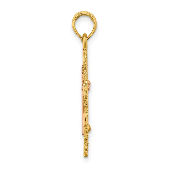 14K TwoTone w Lace Trim Cross Charm TreasureFineJewelers Charm Necklaces