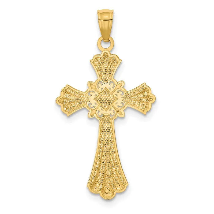 14K wRhodium DiamondCut Cross Pendant TreasureFineJewelers Necklaces