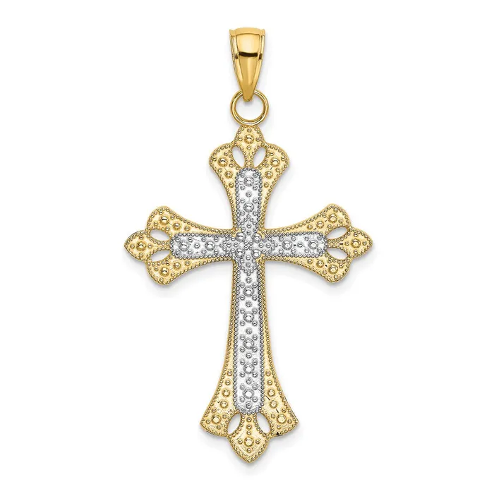 14K W Rhodium Scalloped Edges Cross Charm TreasureFineJewelers Charm Necklaces 14K W Rhodium Scalloped Edges Cross Charm TreasureFineJewelers Charm Necklaces