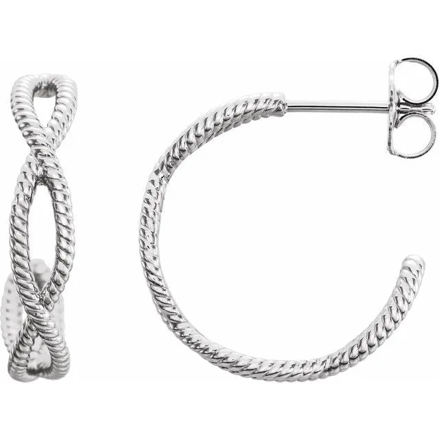 14K White 17x36 mm Rope Hoop Earrings TreasureFineJewelers Earrings