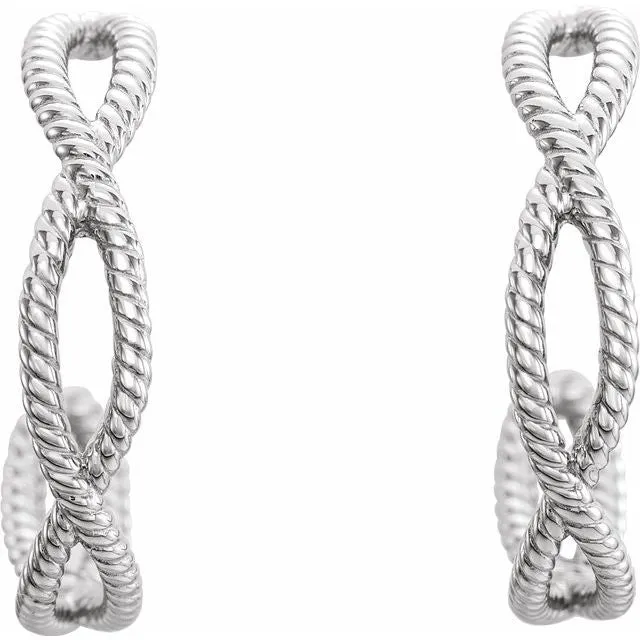 14K White 17x36 mm Rope Hoop Earrings TreasureFineJewelers Earrings