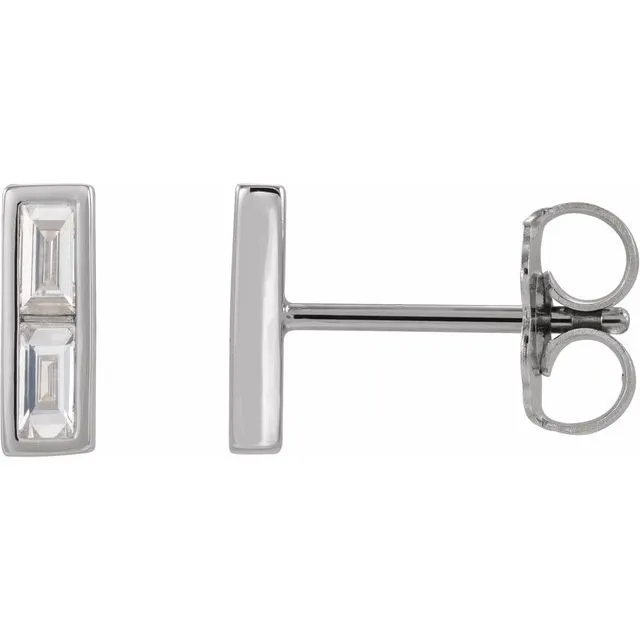 14K White 34 CTW Diamond Bar Earrings TreasureFineJewelers Earrings