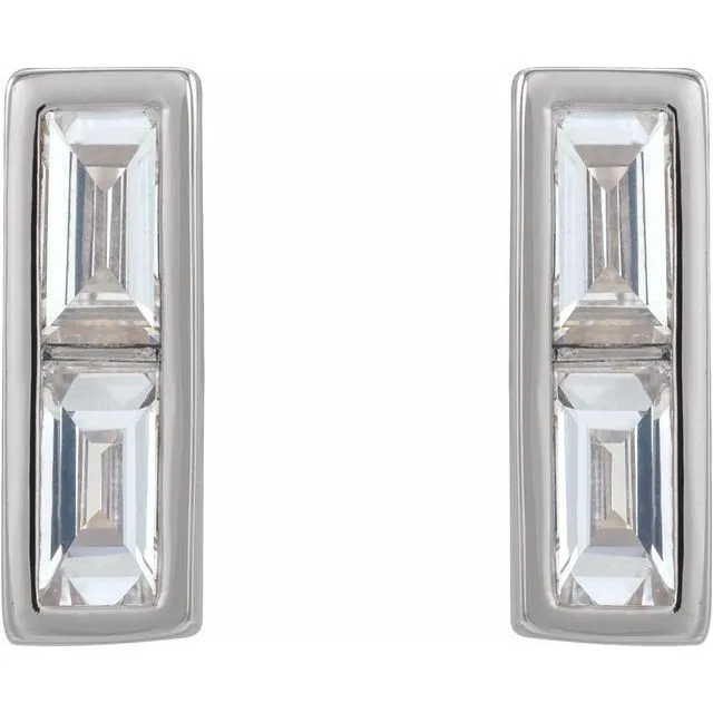 14K White 34 CTW Diamond Bar Earrings TreasureFineJewelers Earrings