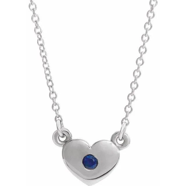14K White Blue Sapphire Heart 16 Necklace TreasureFineJewelers Necklaces 14K White Blue Sapphire Heart 16 Necklace TreasureFineJewelers Necklaces