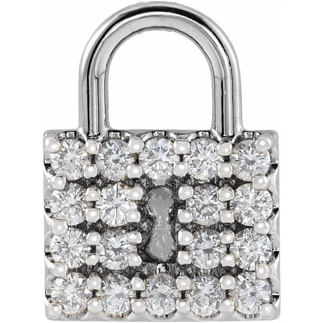 14K White Gold 12 CTW Natural Diamond Lock Pendant TreasureFineJewelers Necklaces 14K White Gold 12 CTW Natural Diamond Lock Pendant TreasureFineJewelers Necklaces