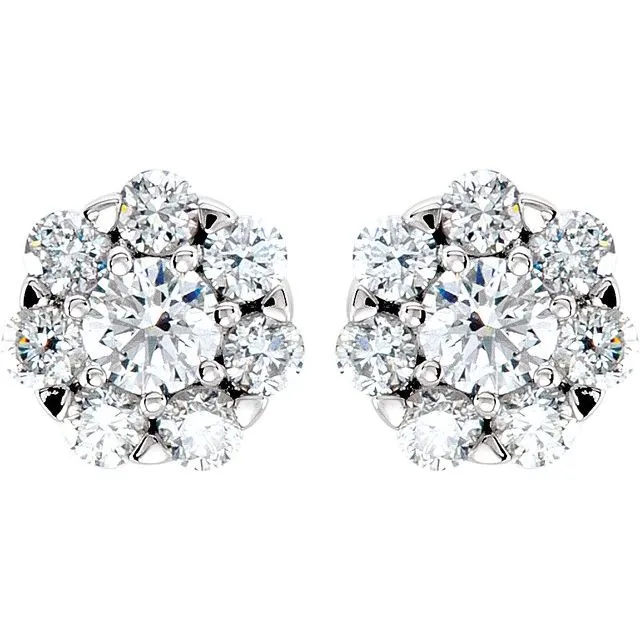 14K White Gold 34 CTW Natural Diamond Cluster Earrings TreasureFineJewelers Earrings